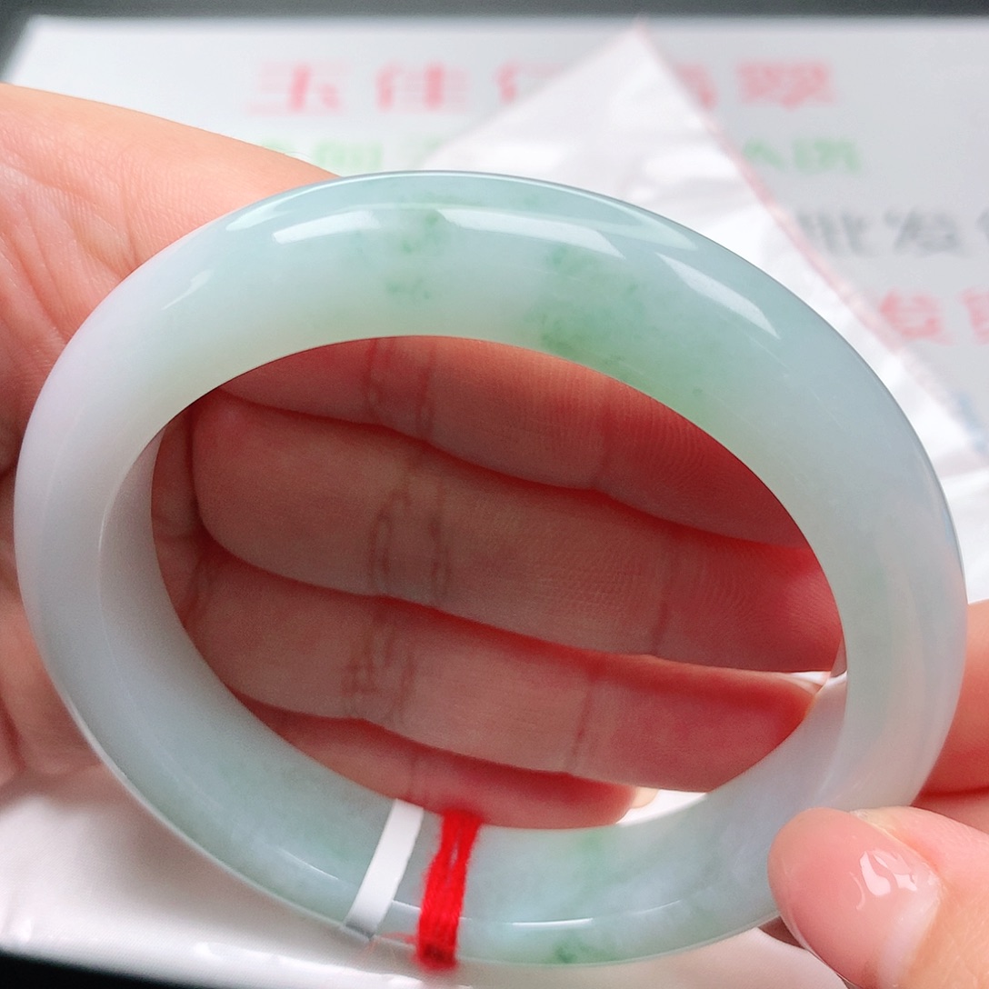 翡翠手镯未镶嵌冰胶绿花17