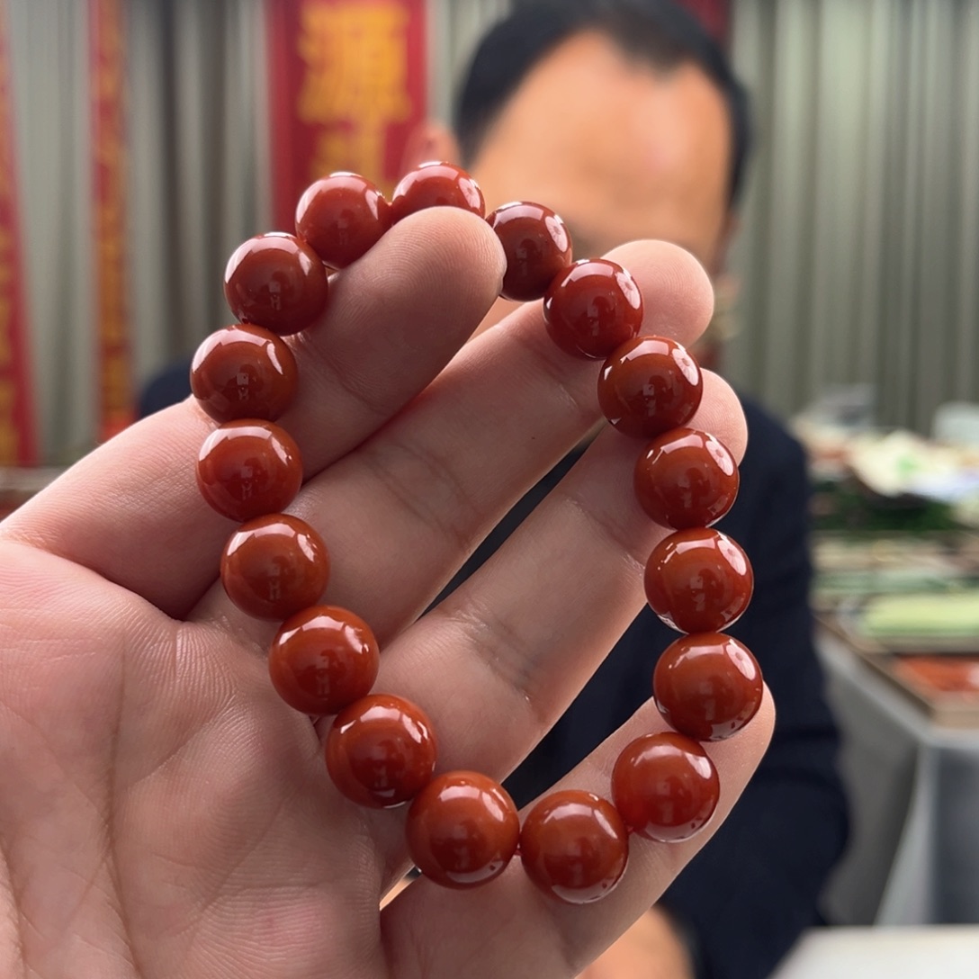 南红玛瑙颈饰未镶嵌柿子红12mm手串多样性发货（拍一发一）