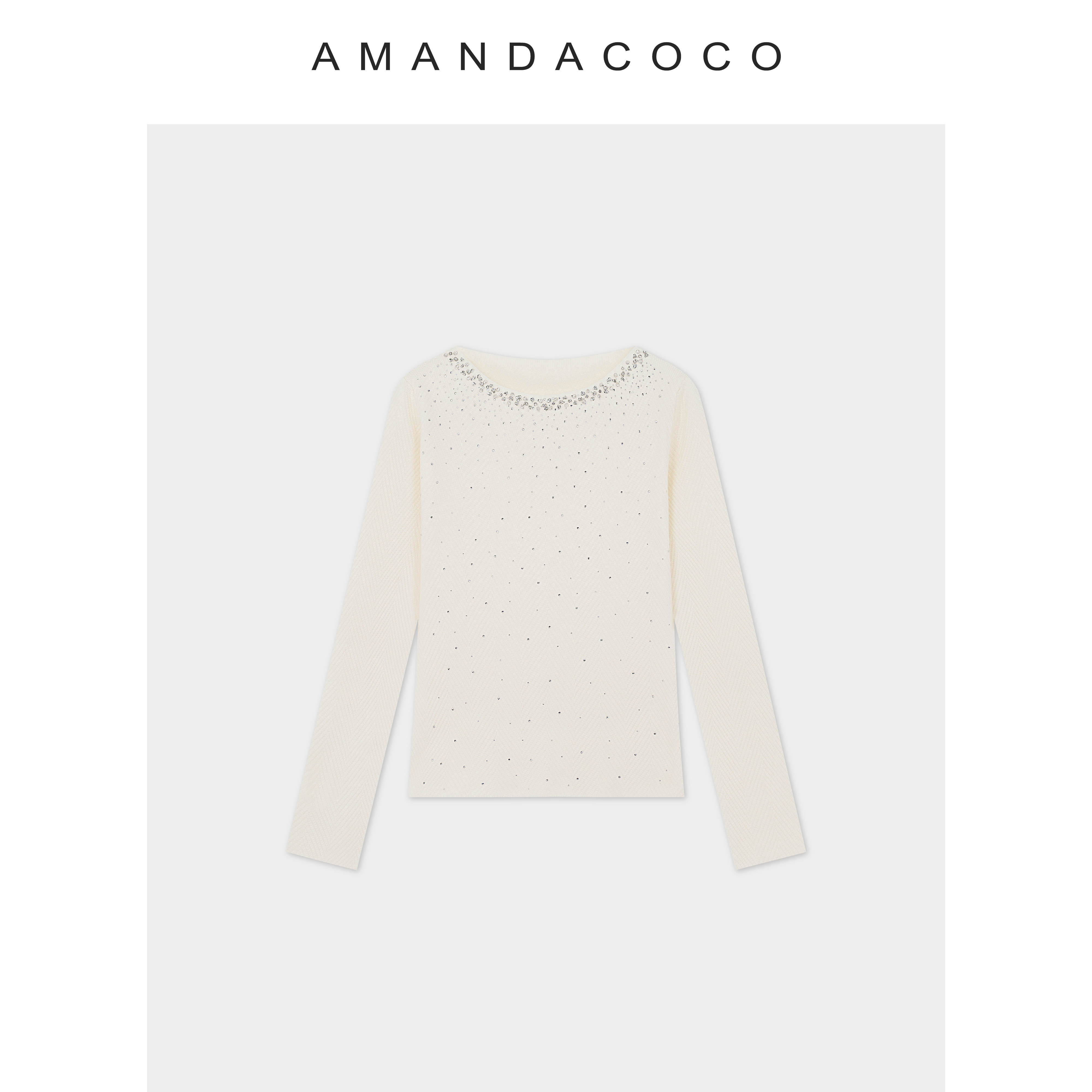 肌理温度～25秋冬法式烫钻轻熟风修身显瘦针织上衣