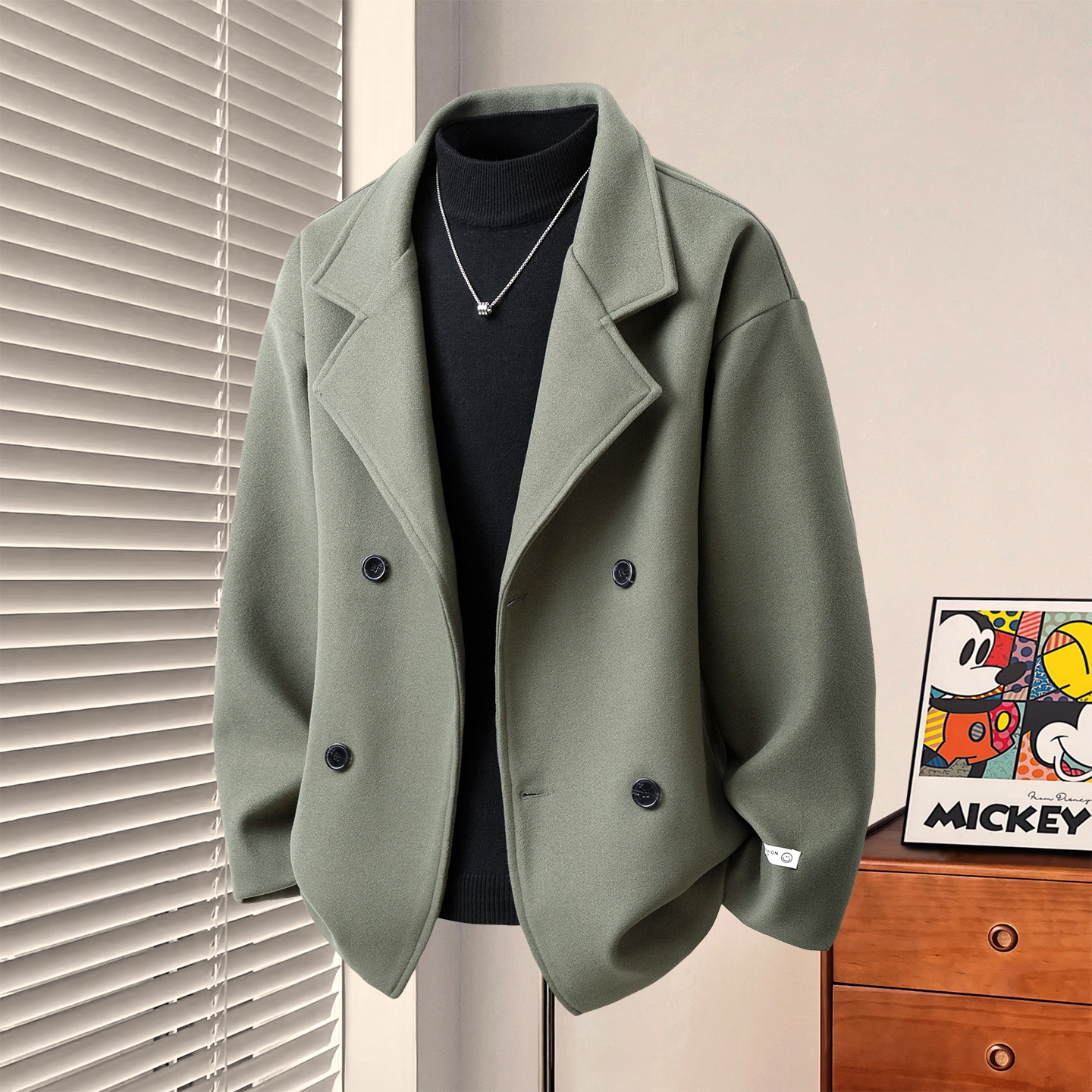 毛呢外套痞帅呢子夹克网红洋气炸街男装2025冬季爆款加棉男呢大衣