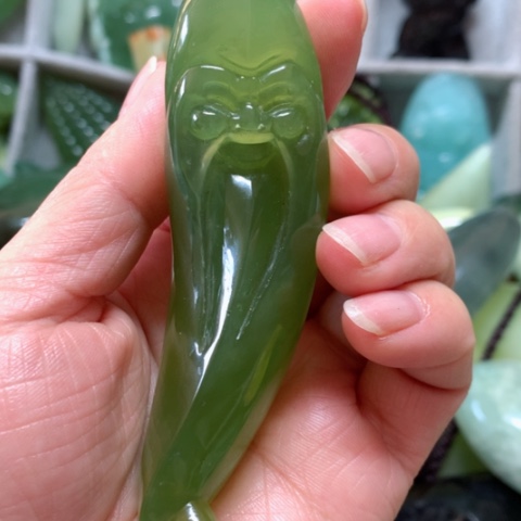 蛇纹石玉手把件未镶嵌