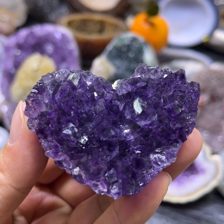 未镶嵌珠宝半成品水晶紫晶爱心