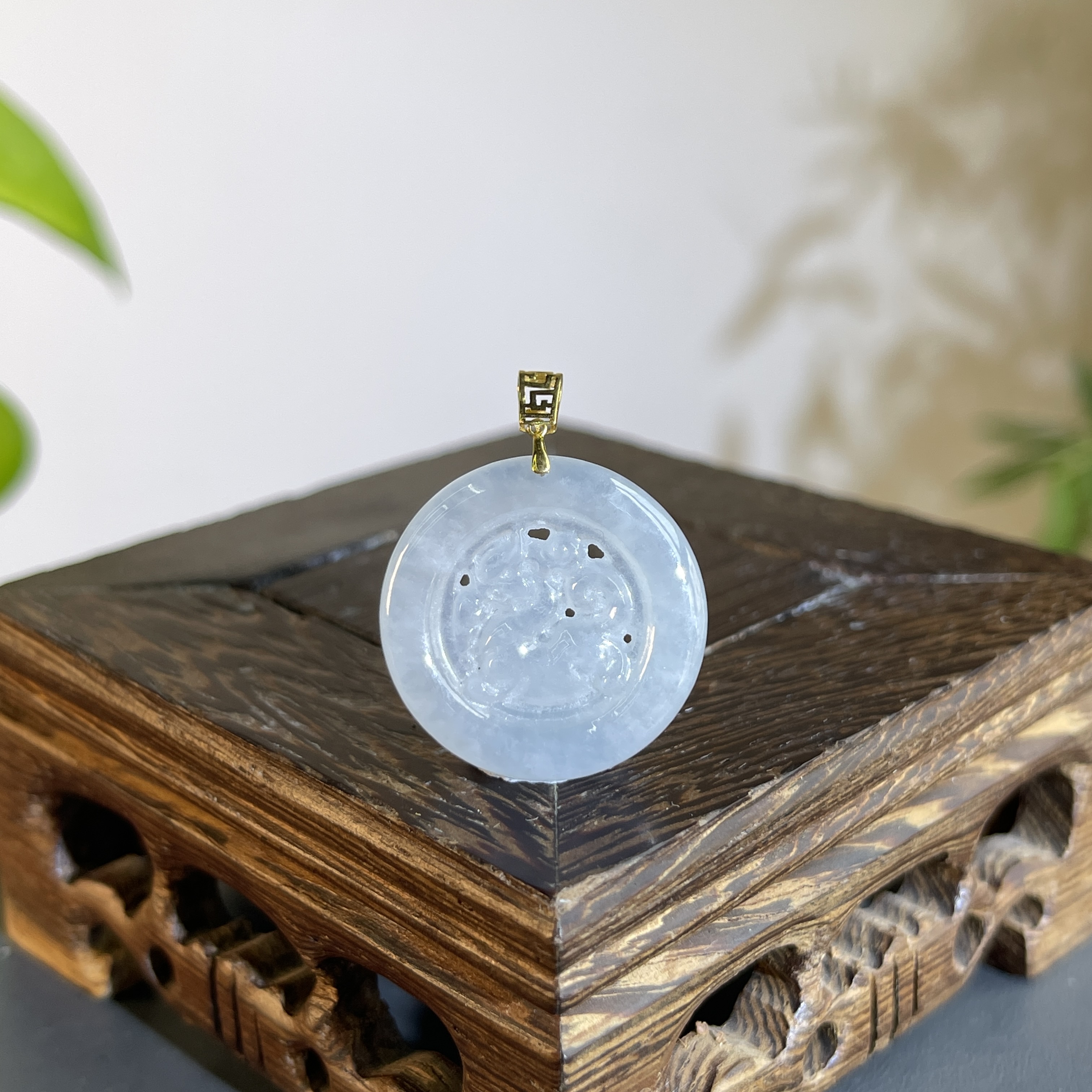 JCB14-179   天然缅甸A货翡翠   18K扣头龙牌