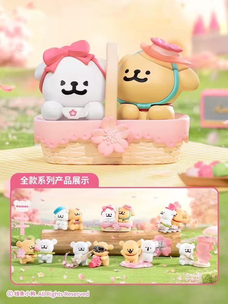 【小柴拆盒】线条小狗浪漫樱花系列潮玩盲盒手办