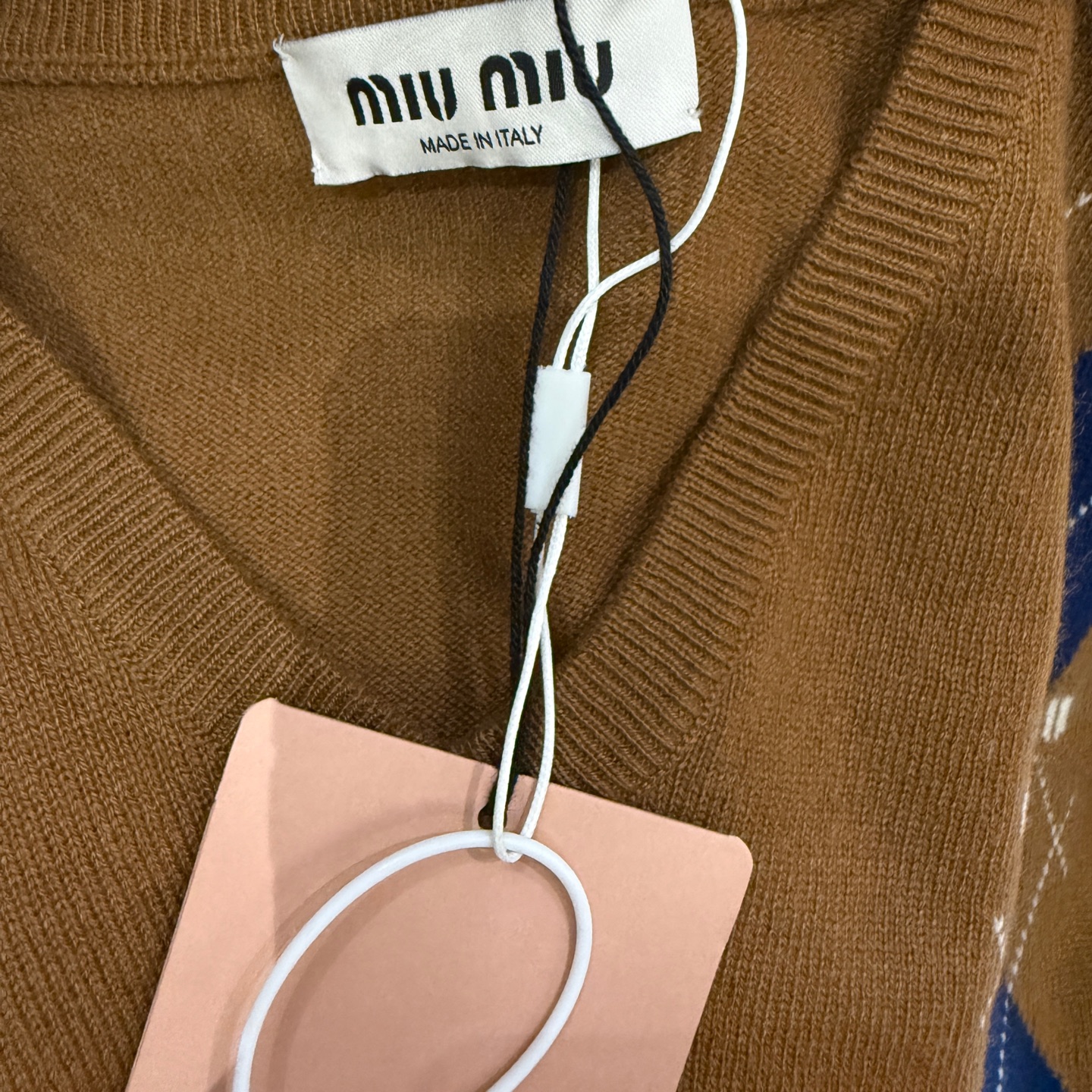 95新 MIU MIU/缪缪 MiuMiu缪缪菱格V领针织背心中古/yz21潮流