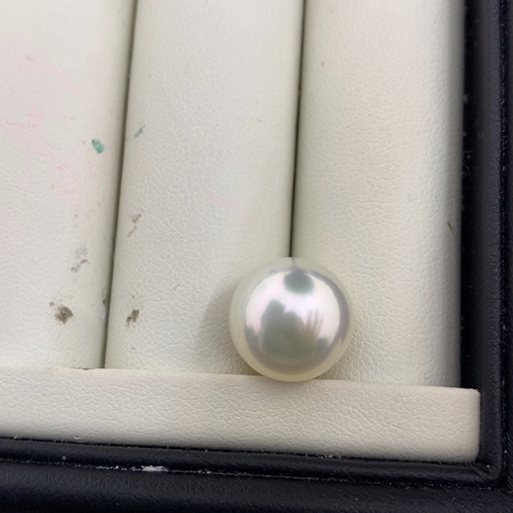 海水珍珠耳饰未镶嵌澳白宝石光裸珠12-13m m