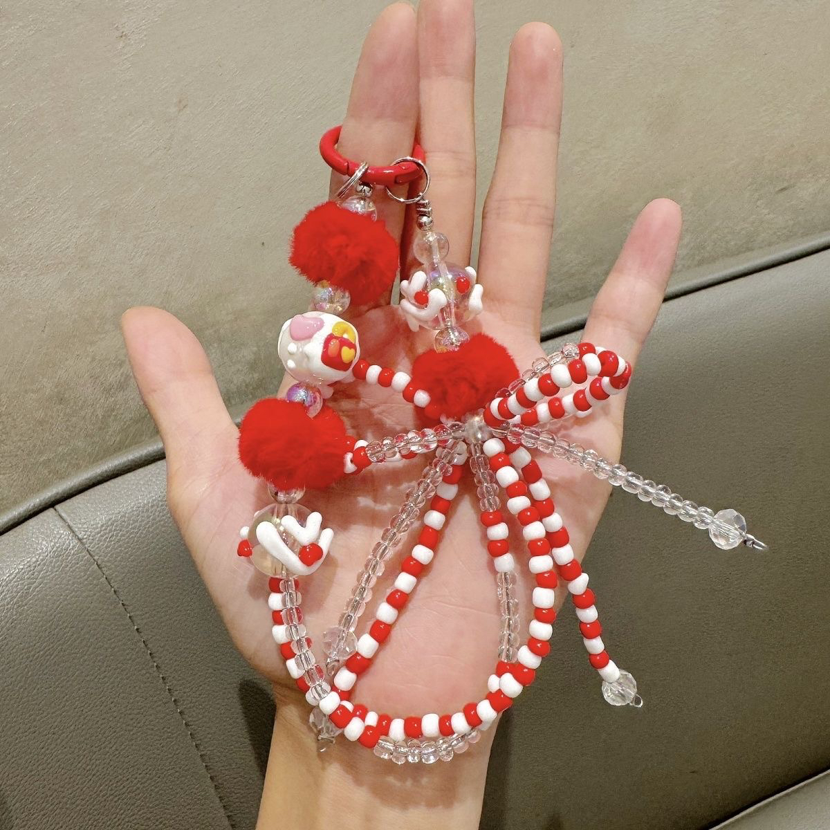 ins链条蝴蝶结手机手机链串珠少女挂链挂件