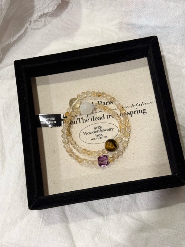 c022天然黄塔晶水晶手串虎眼石巴西紫柠檬黄