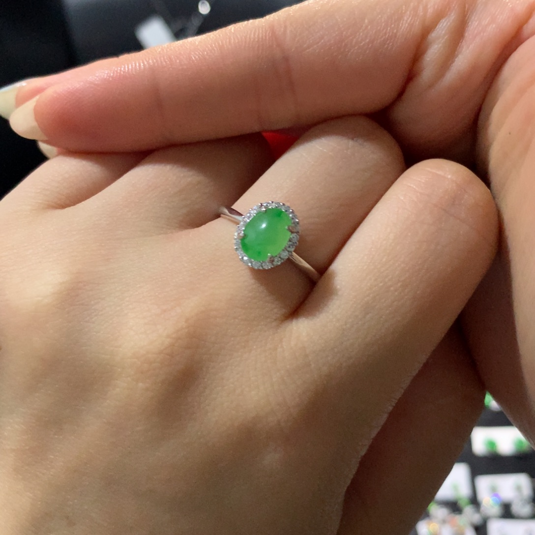 翡翠戒指银S925镶嵌戒指