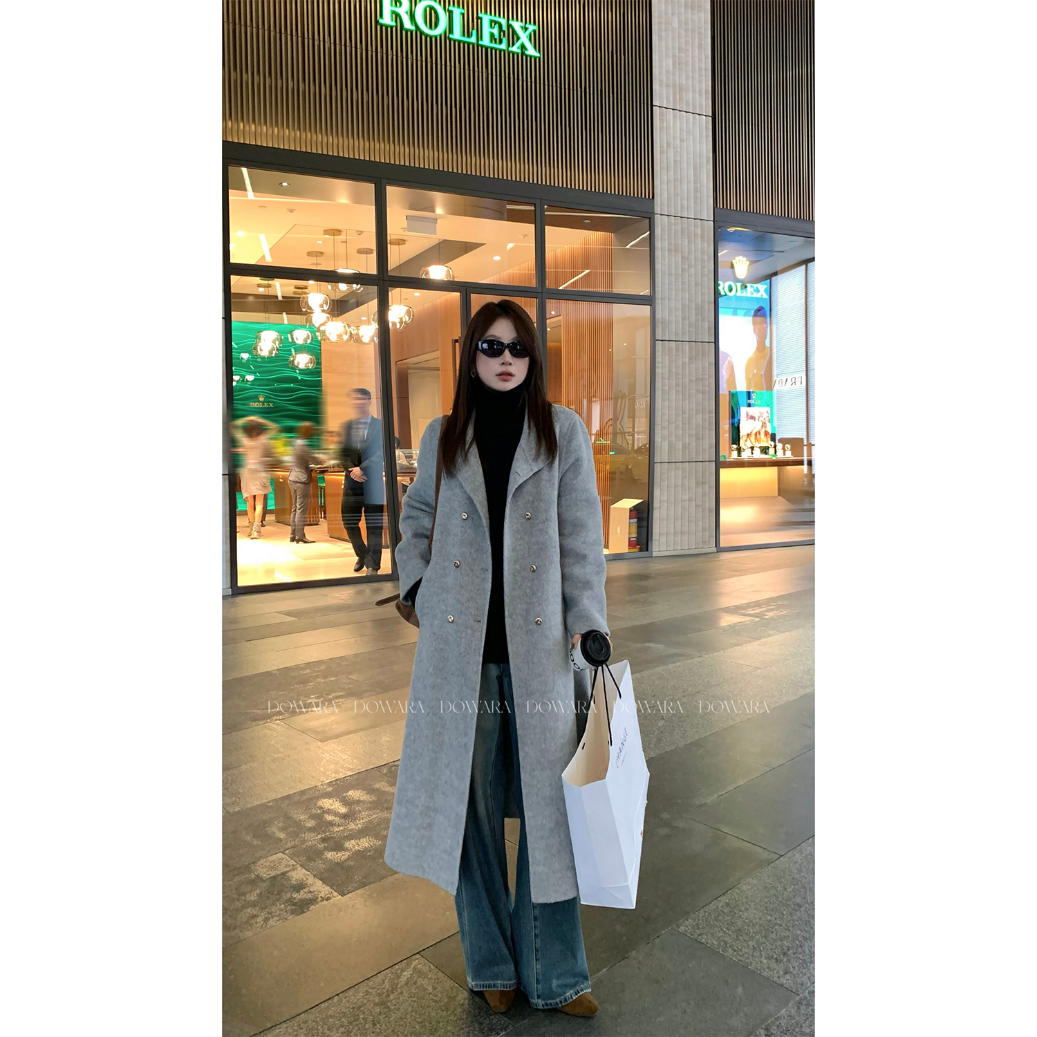 大婉酱微胖定制【远山落霞】70绵羊毛双面呢大衣冬季毛呢外套8940D