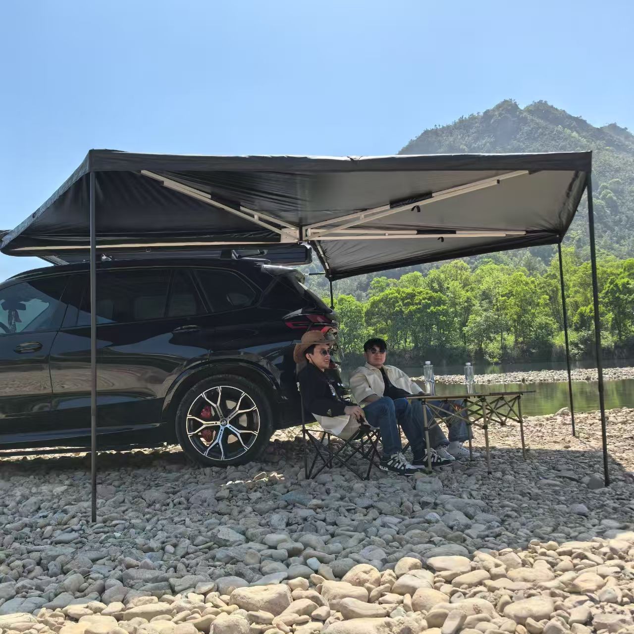 270度天幕汽车侧边防雨防晒遮阳棚扇形天幕帐篷侧帐车顶