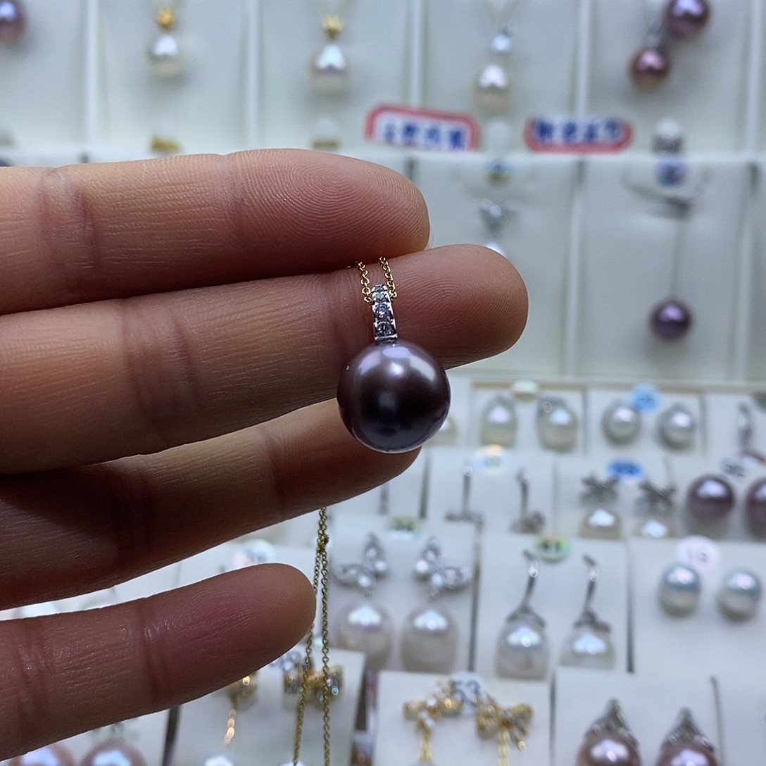 淡水珍珠吊坠(赠链)银S925镶嵌