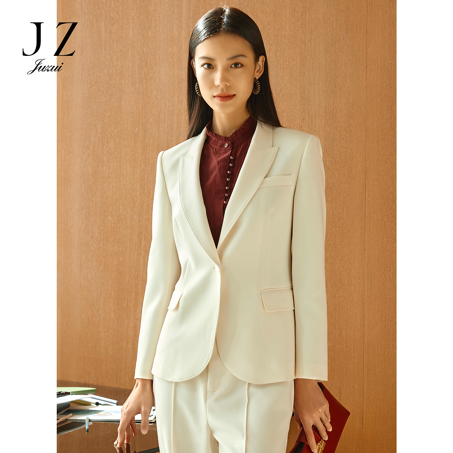 JZ玖姿JWFC40102商场同款通勤雅致一粒扣西装外套女2025春季款