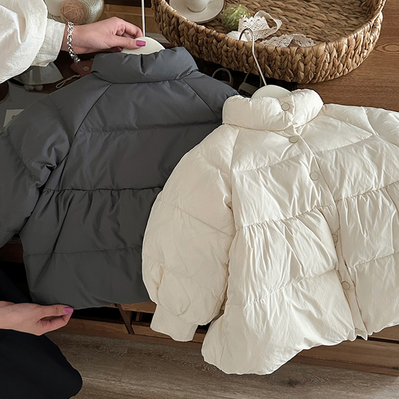 晚莞2025女童秋冬保暖裙摆棉服中小童宝宝加厚外穿中长款棉衣外套