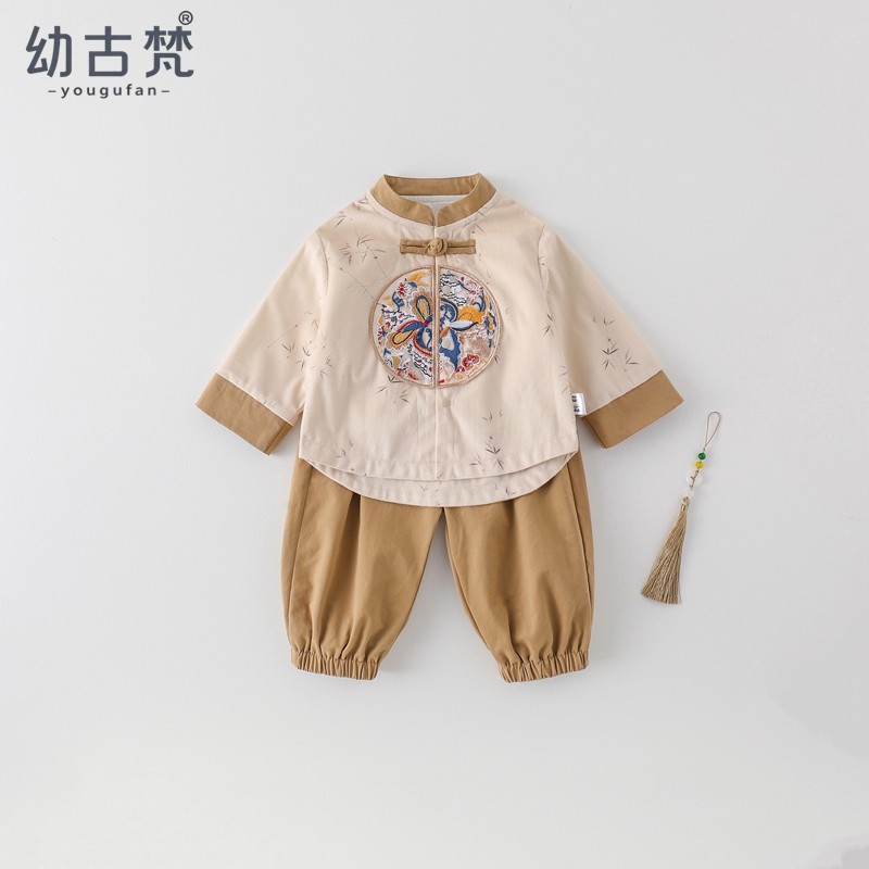 男儿童汉服套装春装婴幼童周岁礼服宝宝春季中式唐装薄款拜年衣服
