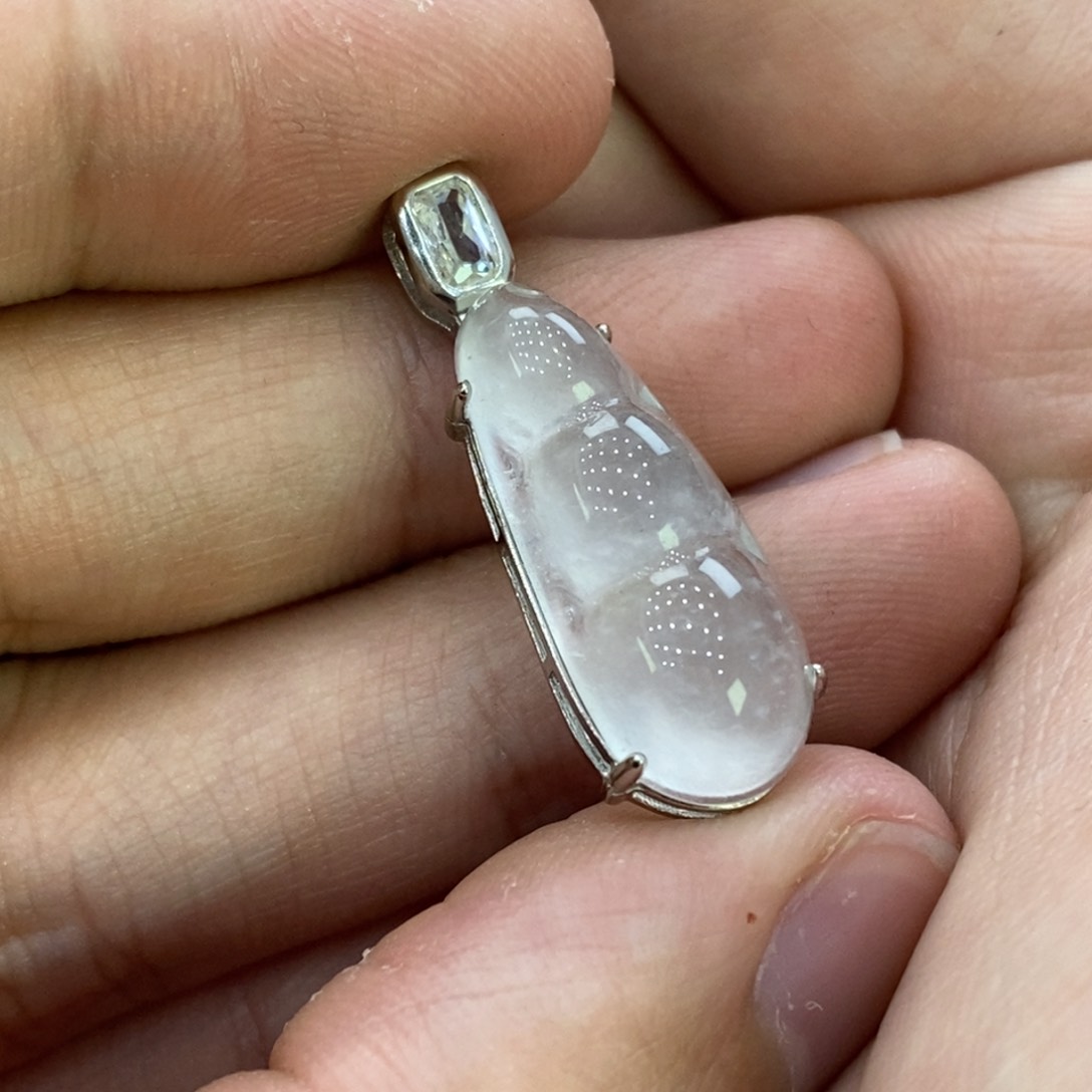 石英质玉戒指银S925镶嵌