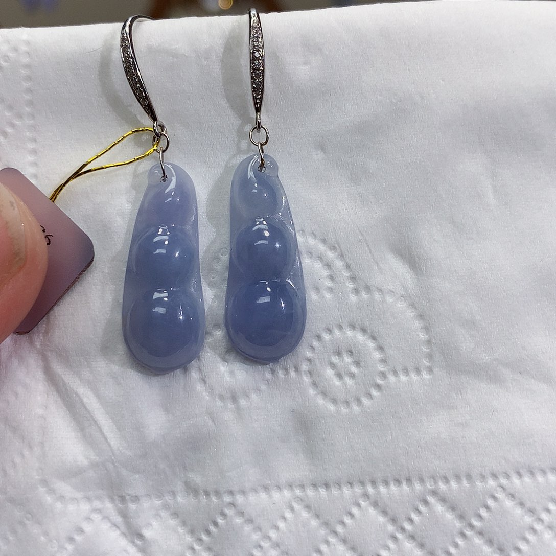 18K金镶嵌翡翠耳饰天然翡翠耳饰
