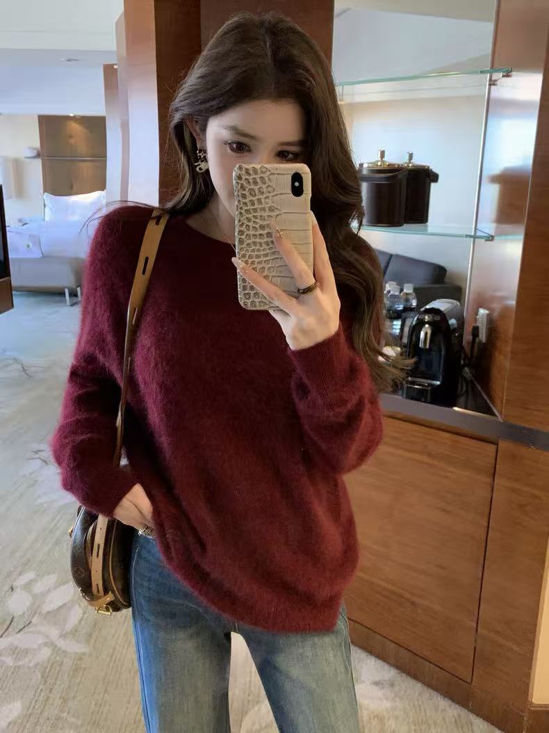 【鑫绒毛衣】女纯色宽松型圆领常规针织羊绒衫长袖百搭Y000-A286