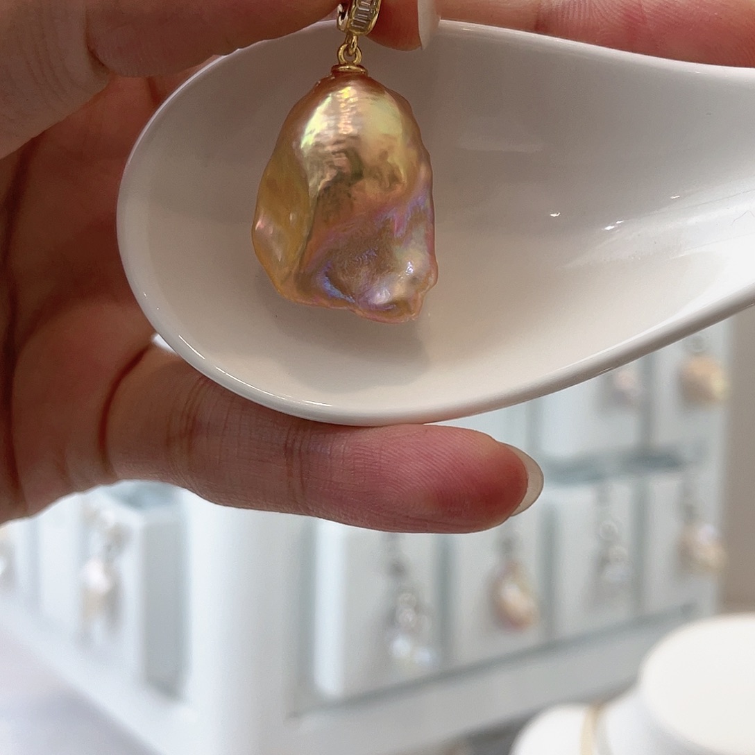 淡水珍珠颈饰银S925镶嵌灰*猫