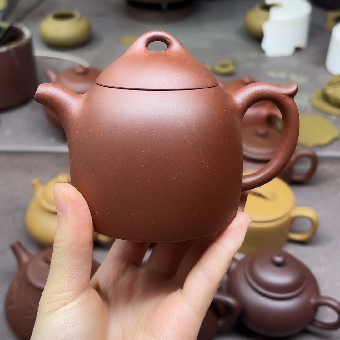 紫砂茶壶紫泥秦权200cc微瑕
