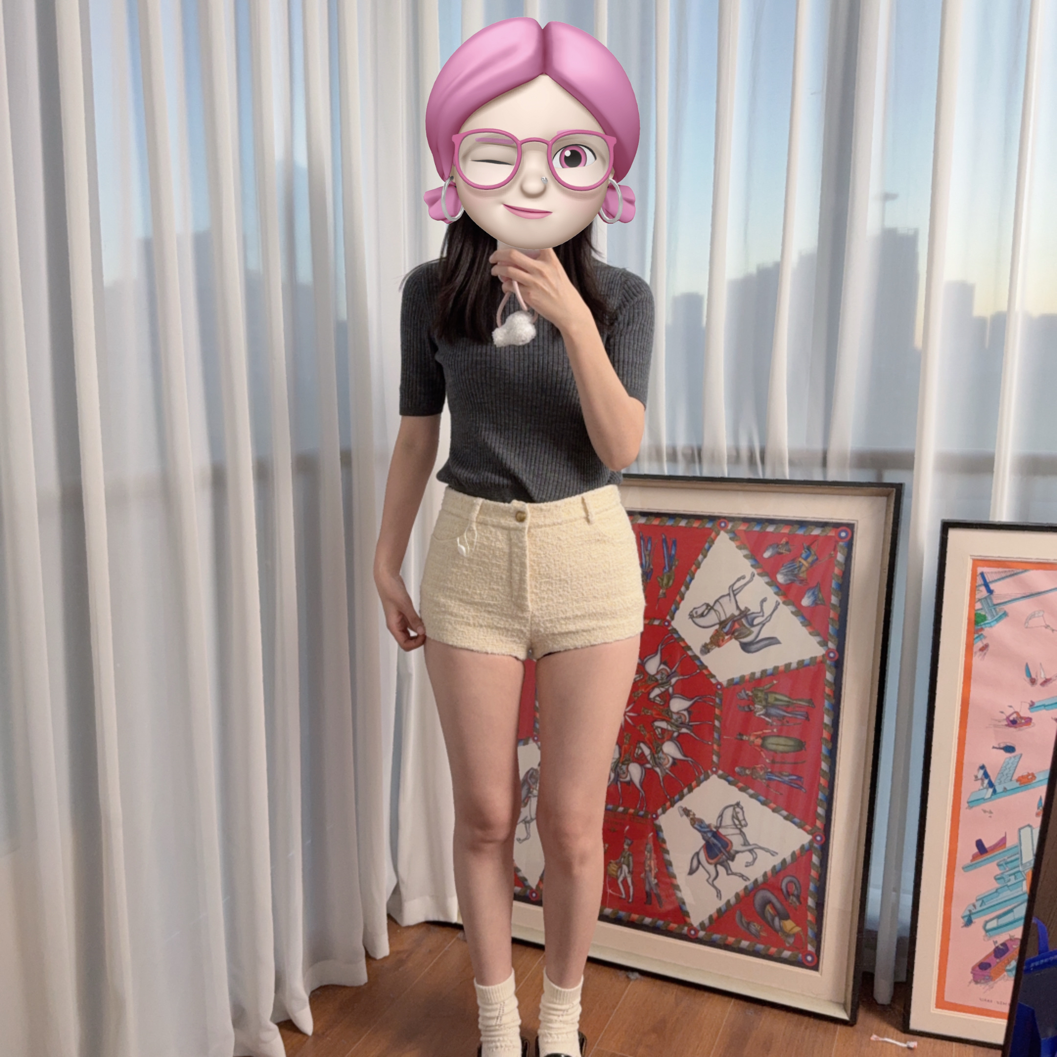 95新 YSL/圣罗兰 麦殿/毛尼短裤160码米白色/250417JCHHF14