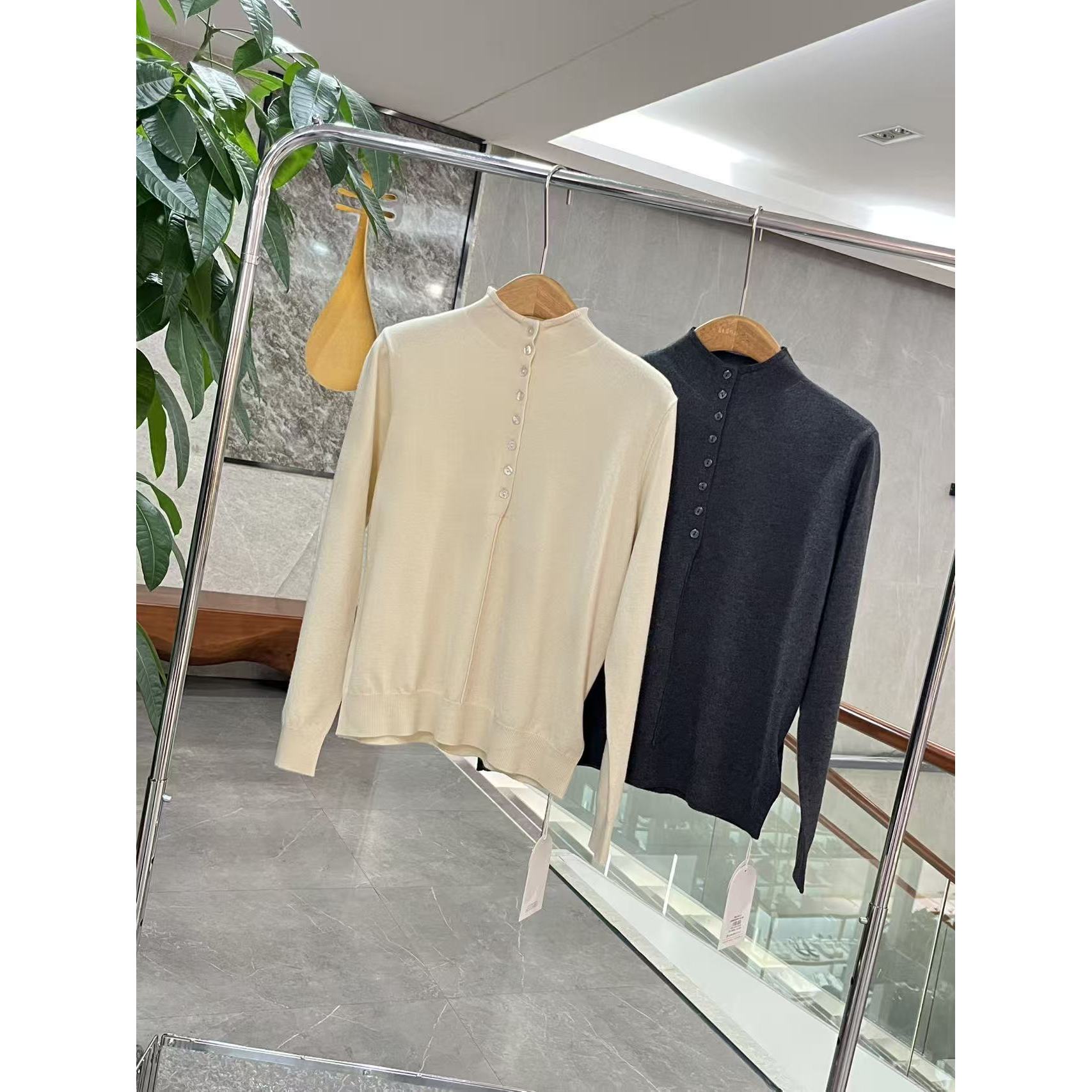 立领多钮扣套头针织衫ZBS34037