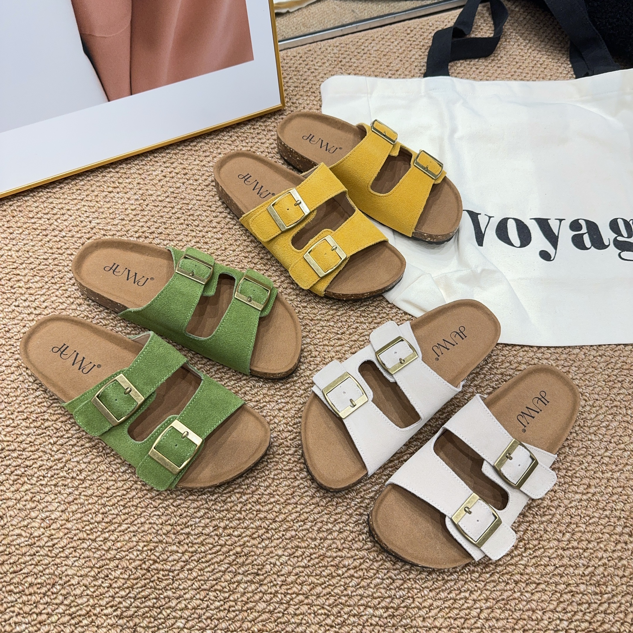 3636-1 夏季新品女真皮一字带软底拖鞋复古勃肯拖鞋休闲百搭舒适