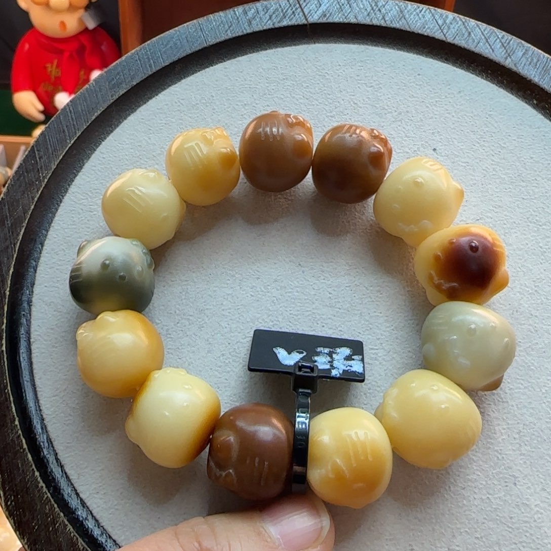 菩提根/象牙果手串卡20雕刻工艺干磨微瑕