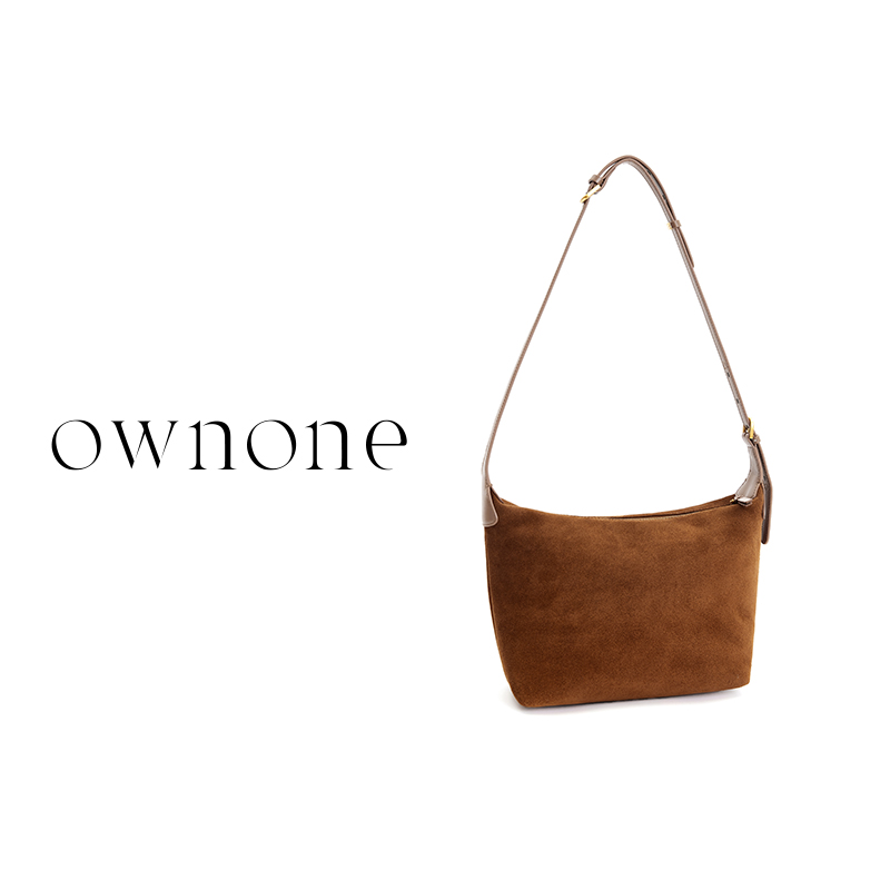 OWNONE韩国轻奢小众设计时尚简约磨砂牛皮HOBO水桶包 ON2799