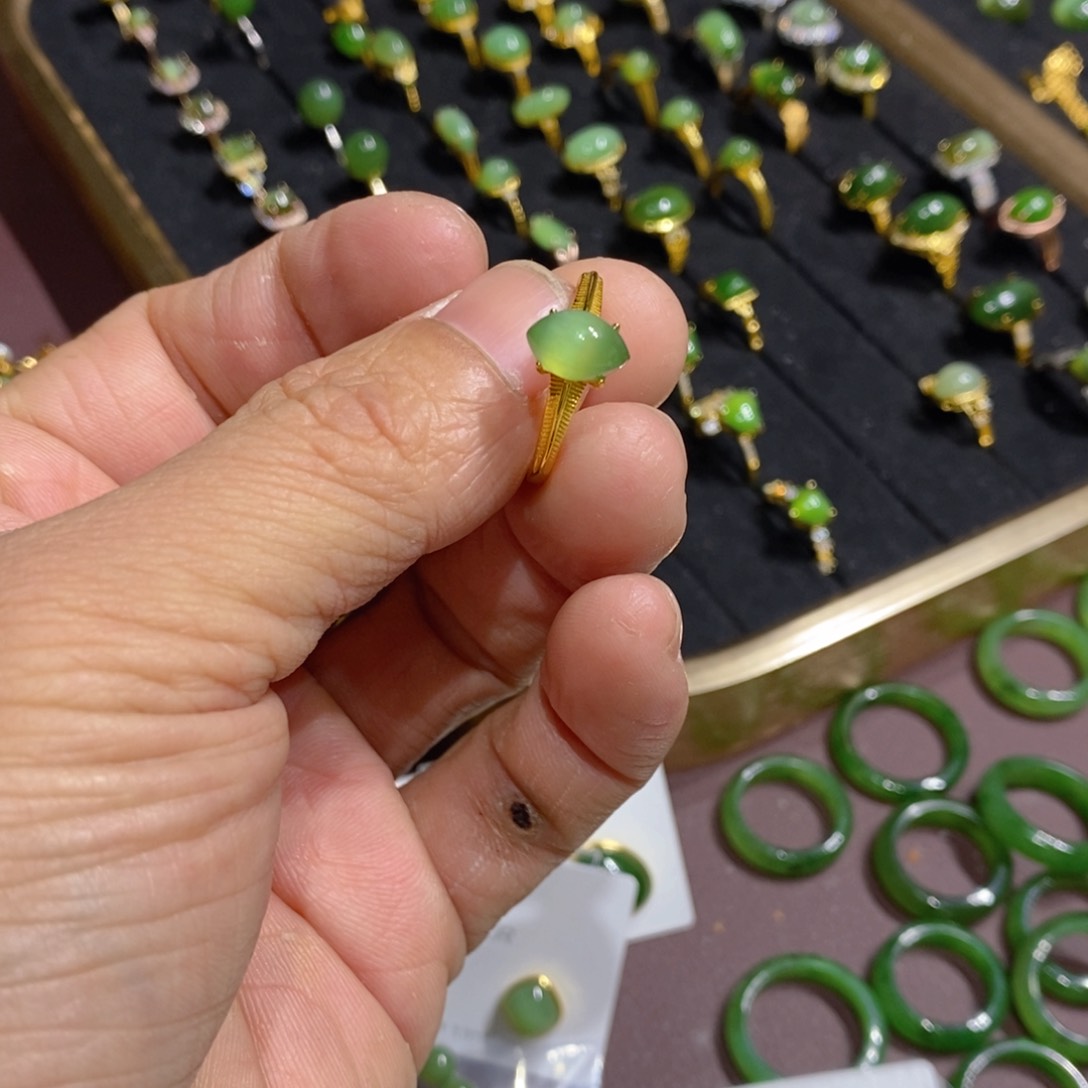 和田玉（碧玉）手链银S925镀金镶嵌