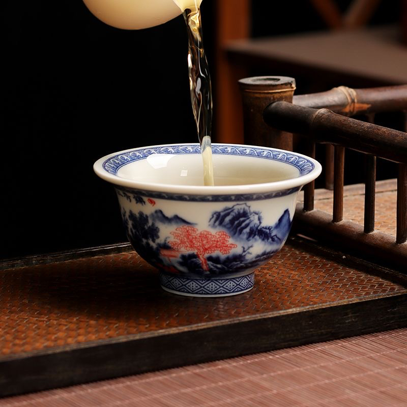 釉下彩陶瓷锦秀江南压手杯100CC