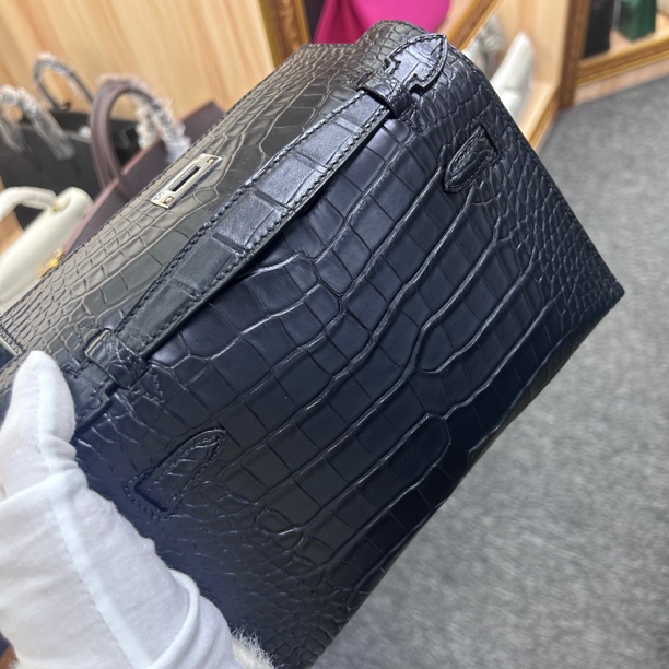 22cm女士包包鳄鱼皮全手工缝制