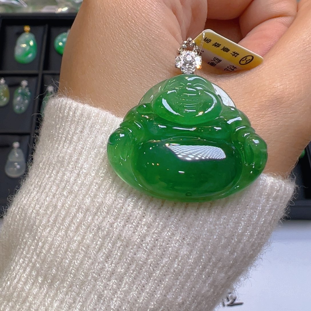 翡翠18K金镶嵌吊坠(不含链)