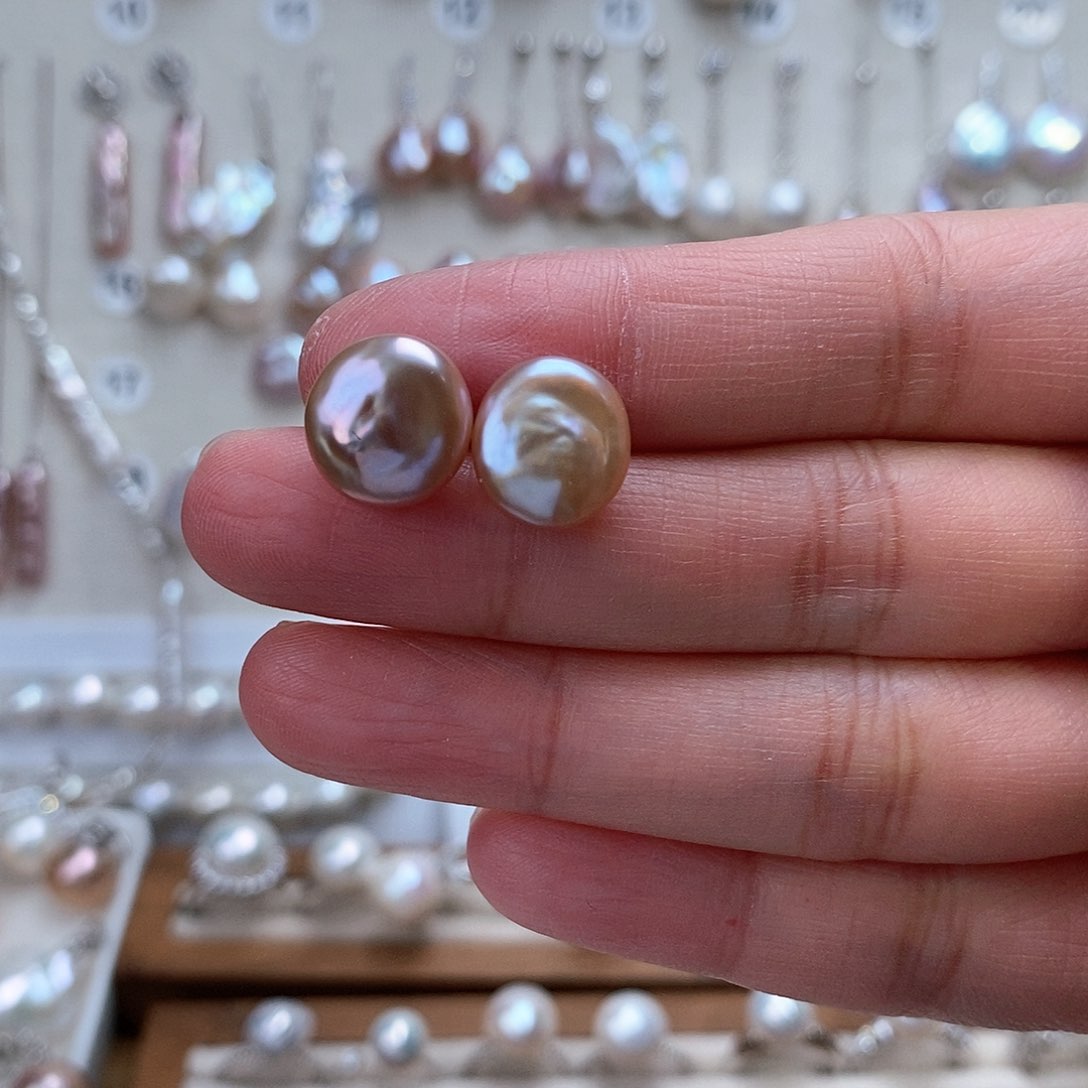 淡水珍珠耳饰银S925镶嵌