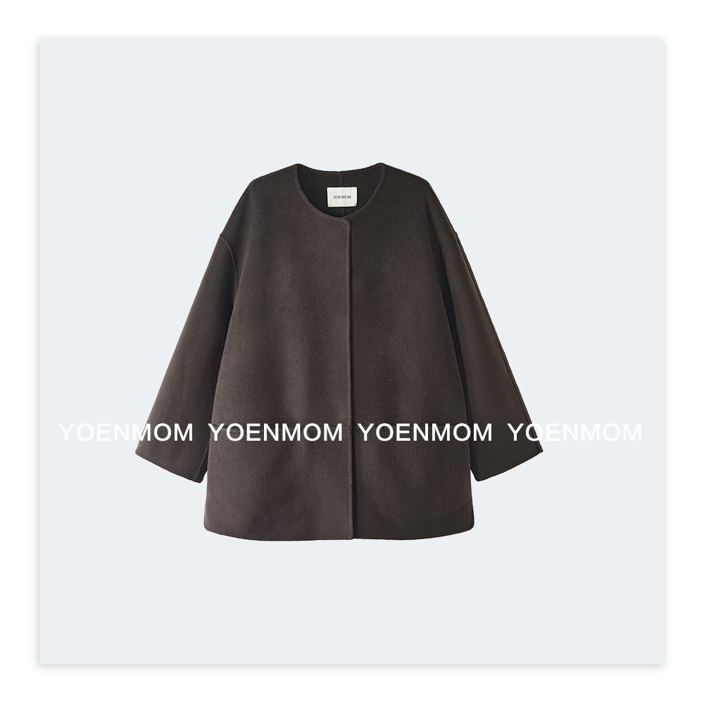 YOENMOM·法式简约·100山羊绒极简静奢利落感圆领手工大衣