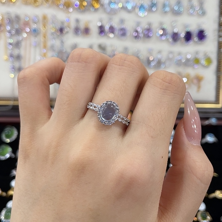 e***4银S925镶嵌戒圈海蓝宝石