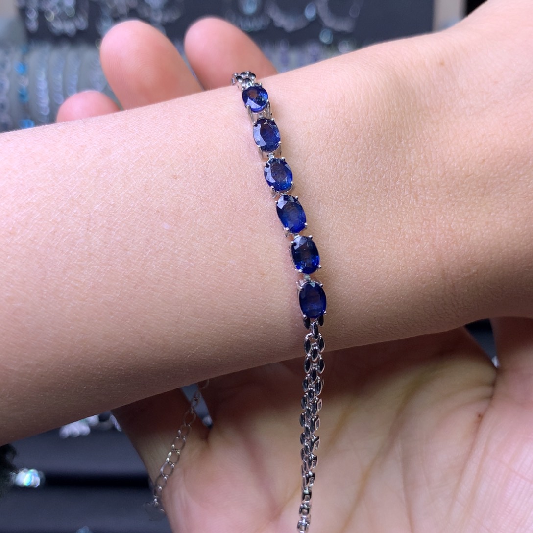 蓝宝石手链银S925镶嵌