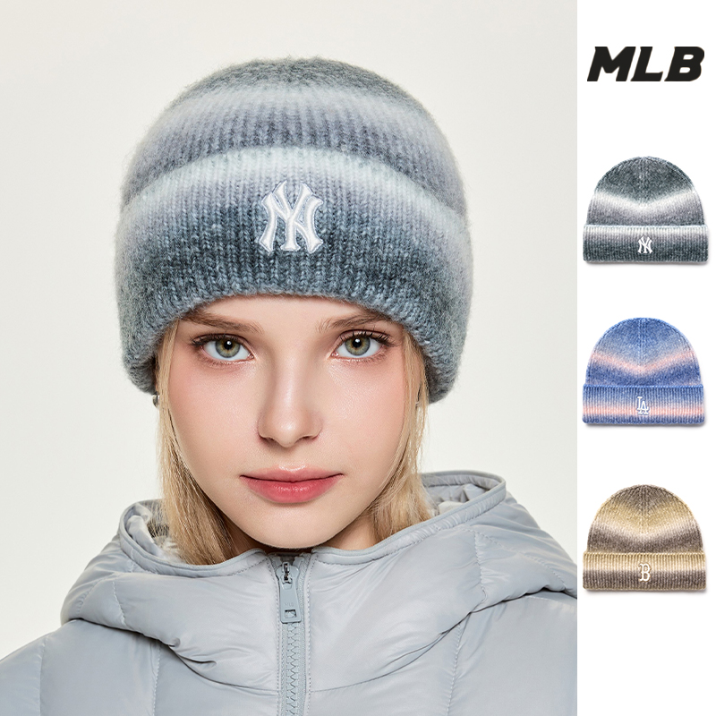 MLB韩国正品男女情侣时尚潮流渐变含羊毛针织帽毛线帽25冬季新款