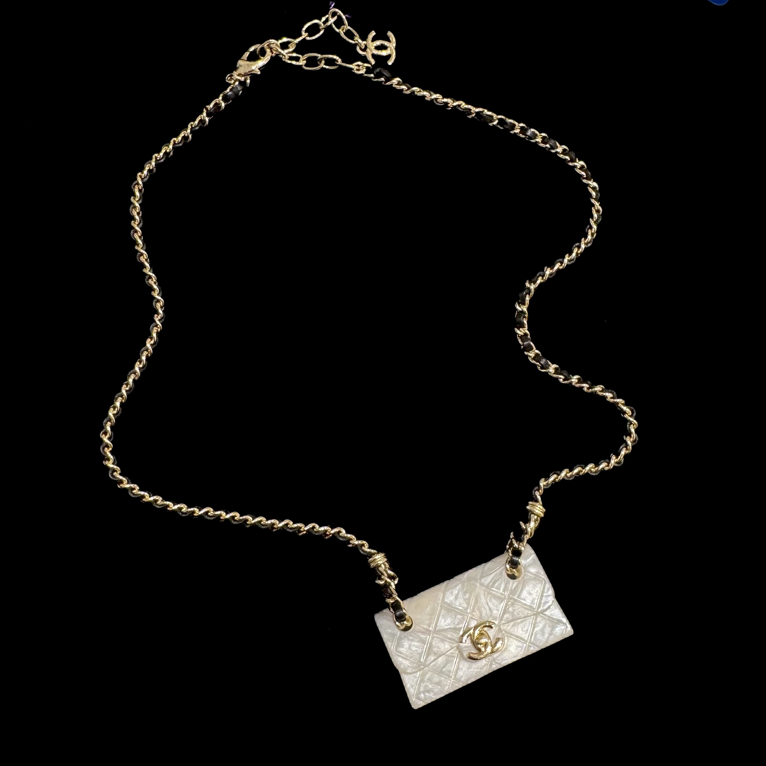 95新 Chanel/香奈儿 Chanel23C白贝母包包皮穿链项链 57698748