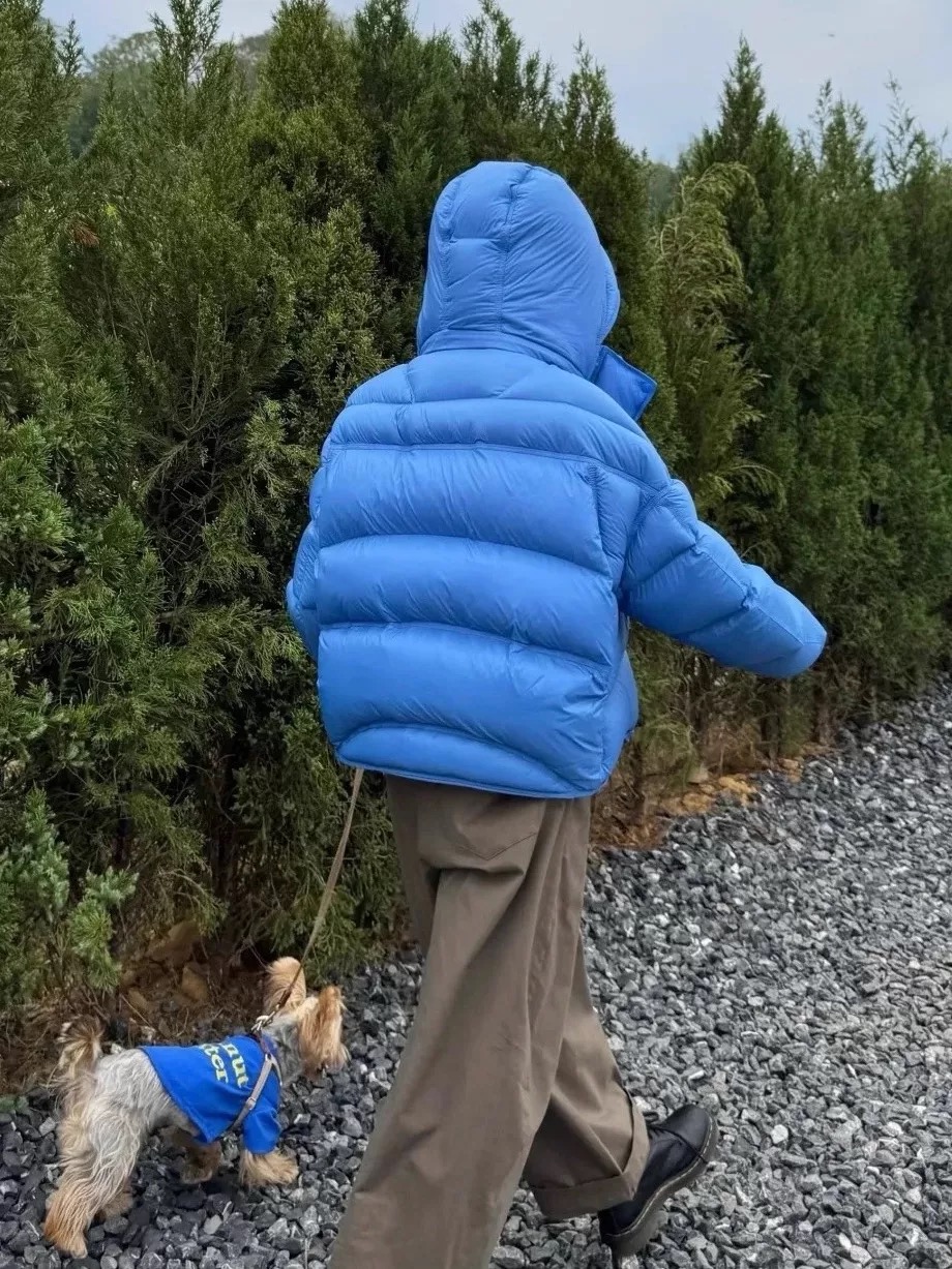 明星同款克莱因蓝秋冬新款白鸭绒250克羽绒外套上衣女