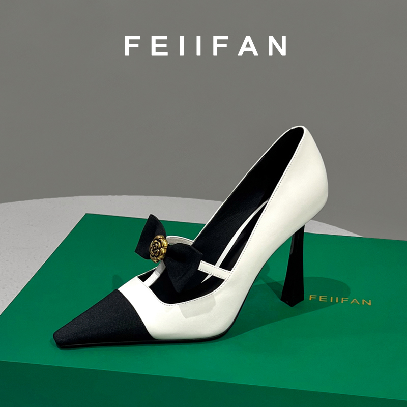 【现货】白色高跟鞋女细跟2025春秋新款气质百搭尖头法式单鞋7746