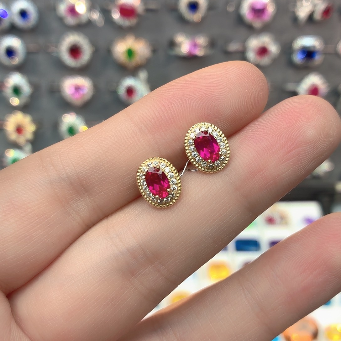 925银培育卢比莱色宝石