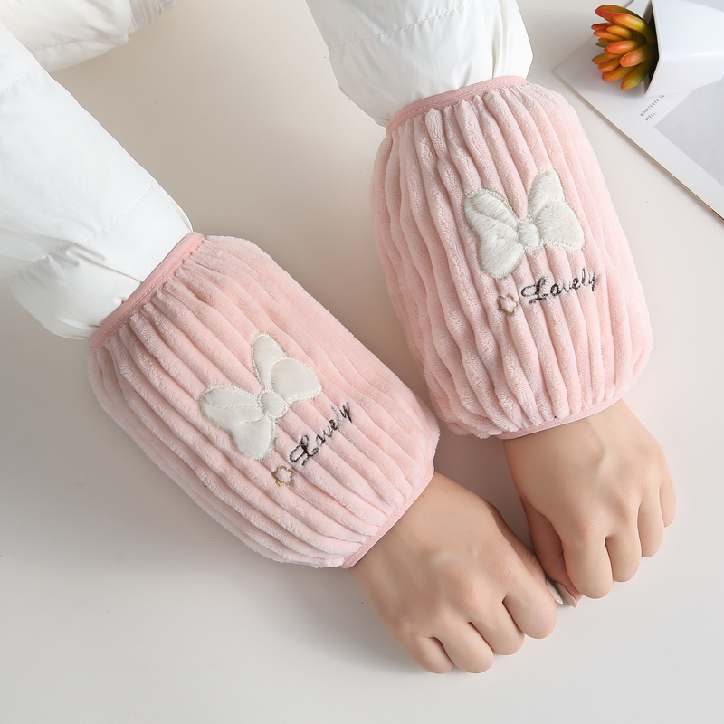 短款卡通防脏袖套厚款透气防尘防脏办公套袖均码防污绣花家用护袖