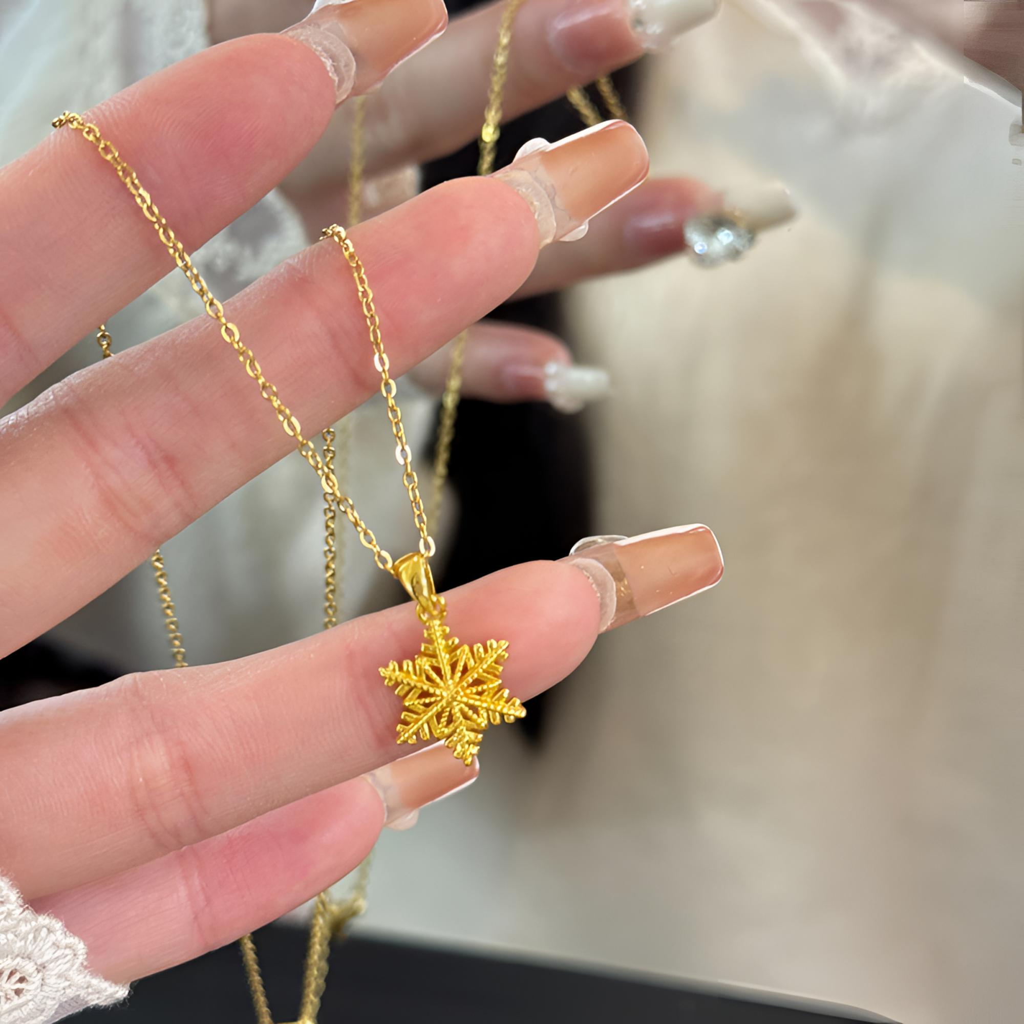 柯柒 钛钢项链 雪花项链女轻奢小众设计感ins时尚百搭金色锁骨链