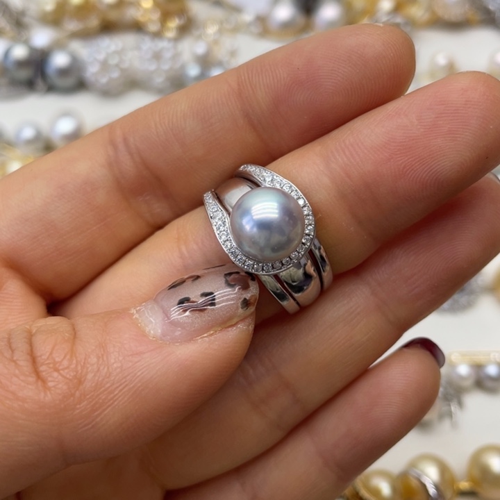 海水珍珠戒指银S925镶嵌