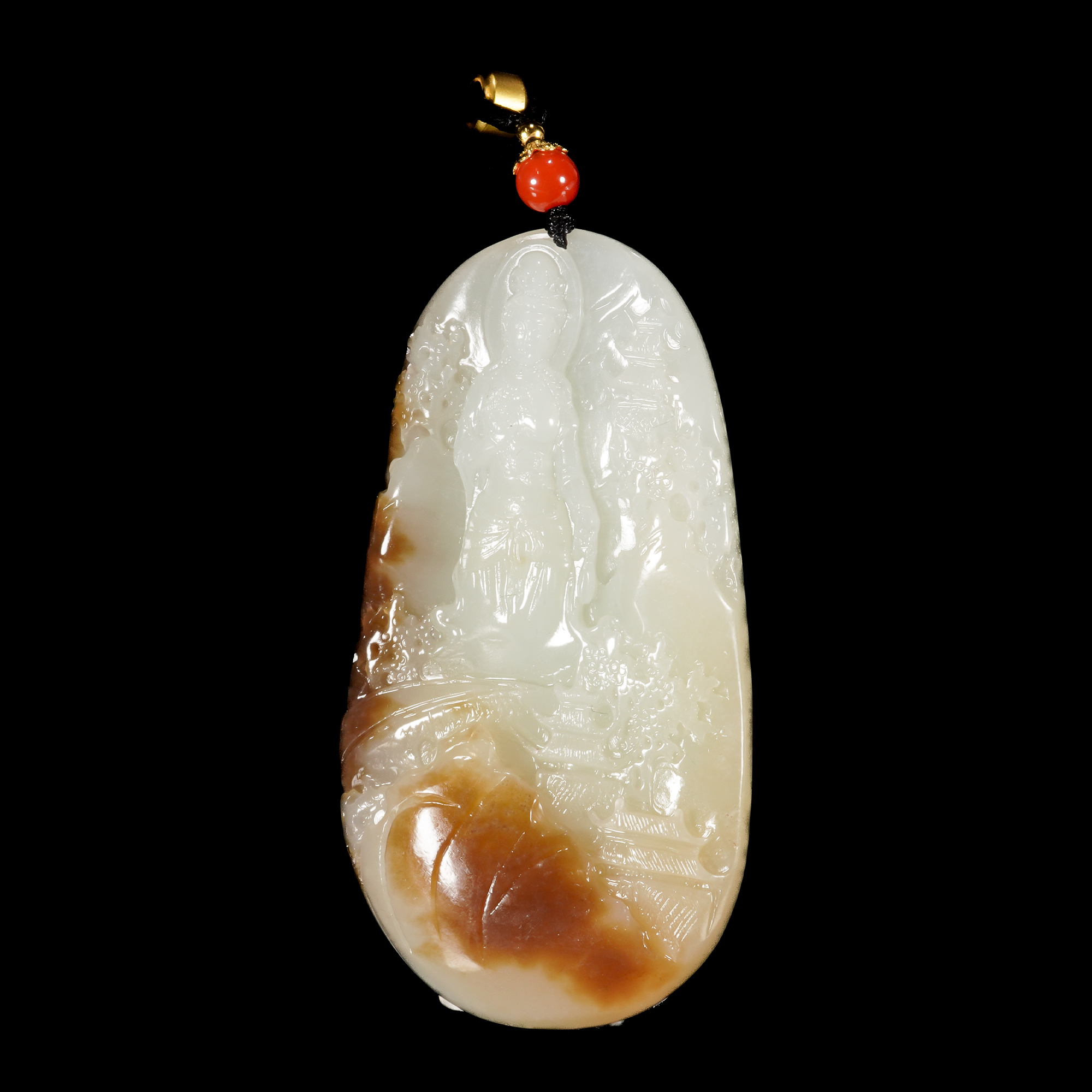 LOT.027和田玉巧雕山水人物牌/X3445