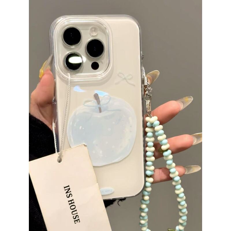 唯美蓝色蝴蝶结苹果适用iphone17promax苹果16pro手机壳14新款13