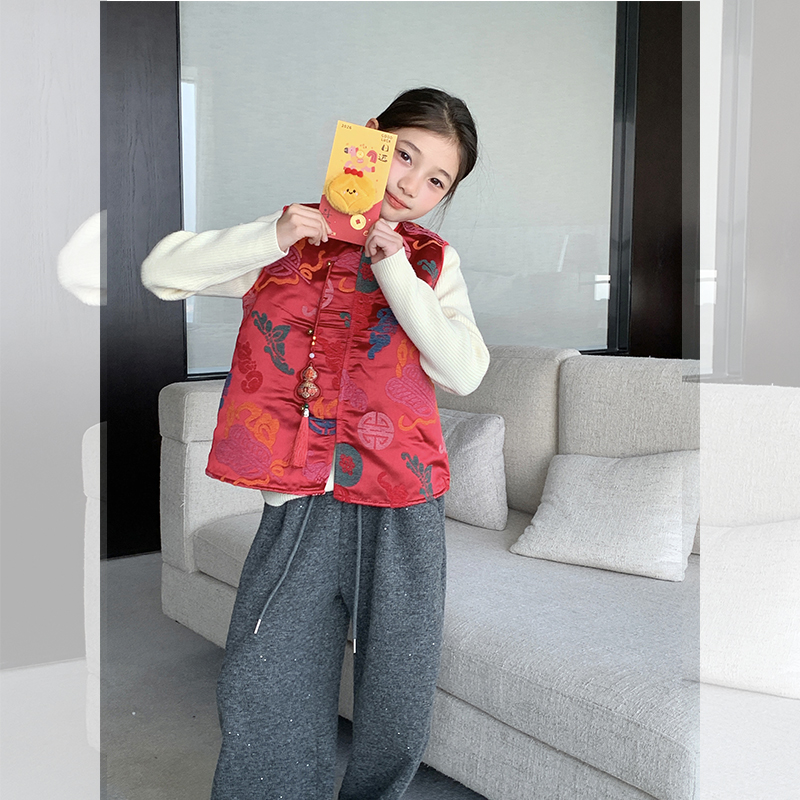 【宝葫芦】西西家女童2025新款年服新中式儿童国风百搭马甲JX113