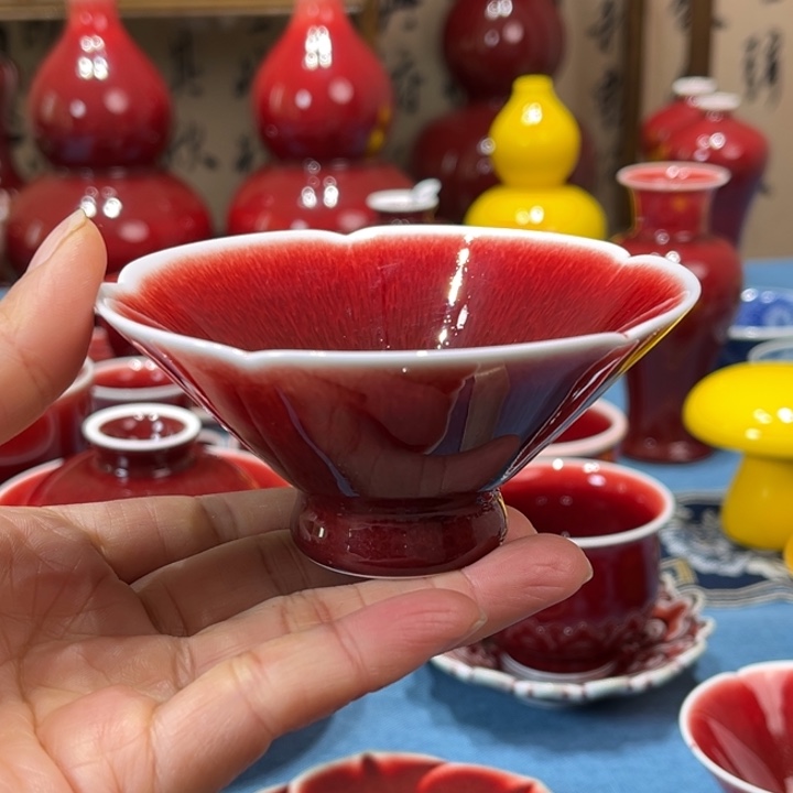 云***儿景德镇陶瓷花口斗笠杯