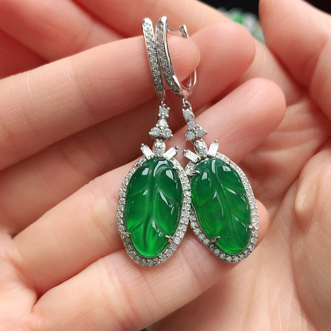 玛瑙/玉髓耳钉银S925镶嵌